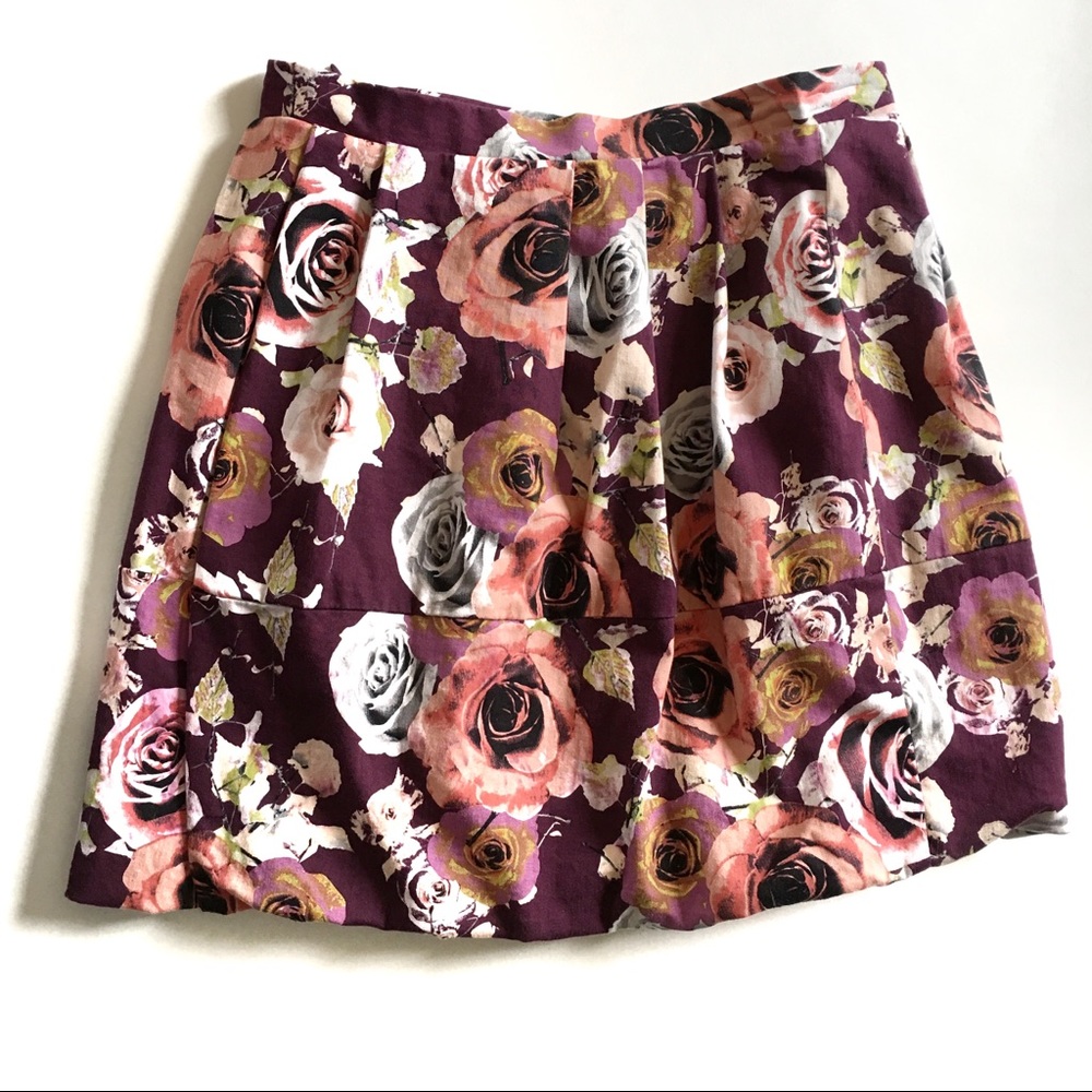 Arden B. Purple Floral Bubble Hem Skirt Size XS